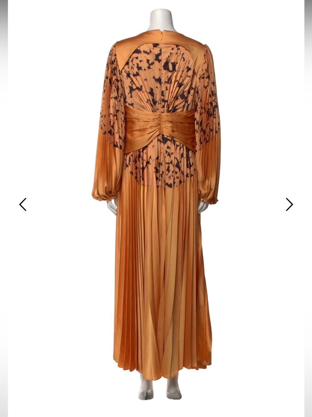 Acler Fernlea Golden Pleated Satin Maxi Dress with Black Embellishment - Picture 7 of 10
